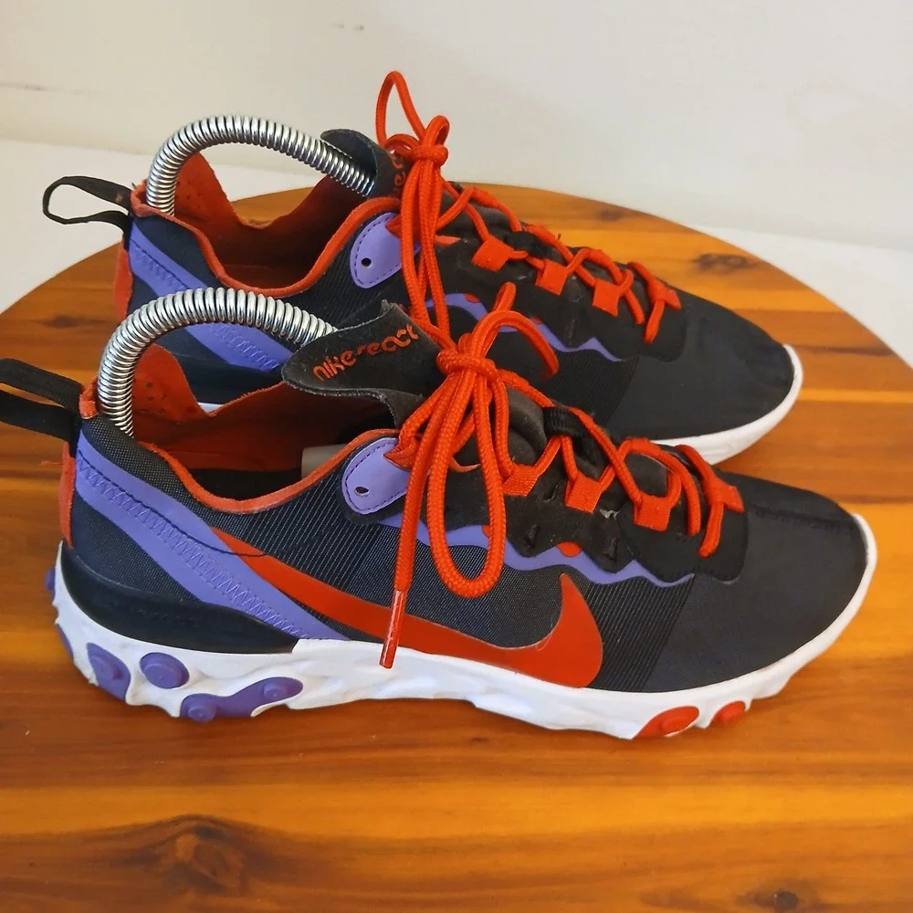 Nike React Element 55 Womens 8.5 Black Running Shoes Sneakers CQ9903-001